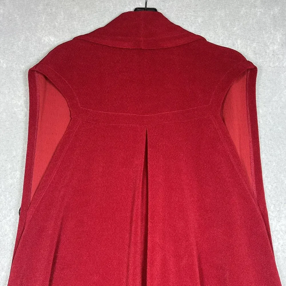 Soft Surroundings Cardigan Women Small Red Mesa Button Sleeveless Open Front